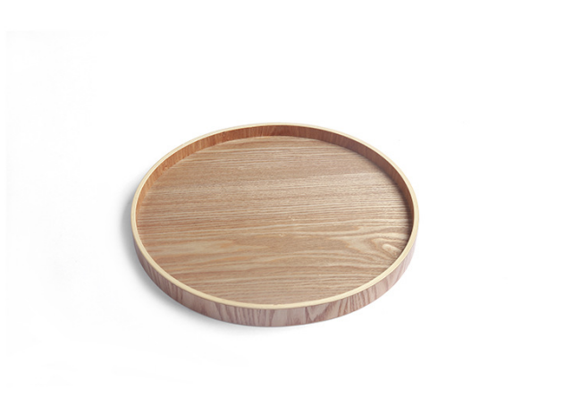 Runde Servierschale Hochwertige nicht rutschfeste Weiden Holzplatte Holzschale natürliches Holz Gepürtes Muster